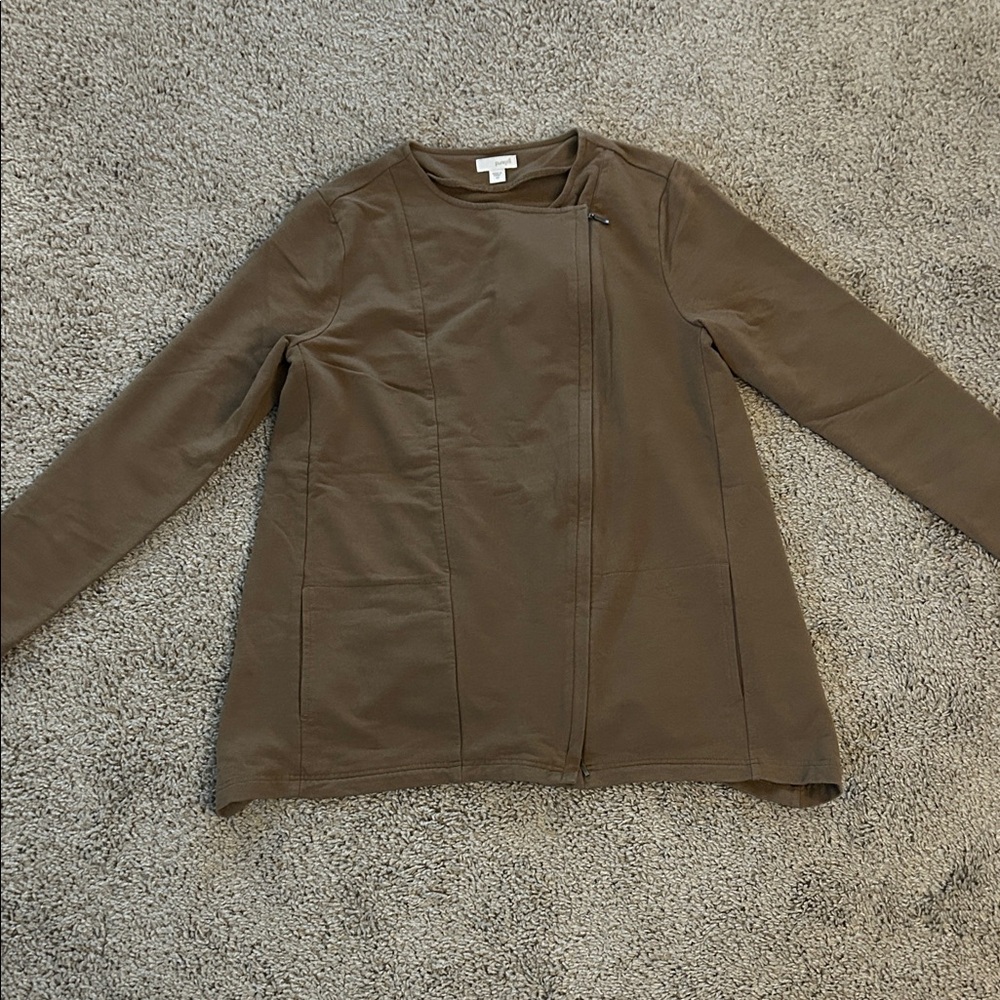 Pure Jill Women's Warm Jacket with Asymmetrical Zipper in Brown